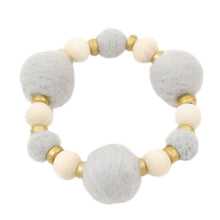 Load image into Gallery viewer, Front view of our Gray Felt Bead Bracelet