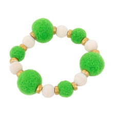 Load image into Gallery viewer, Front view of our Green Felt Bead Bracelet