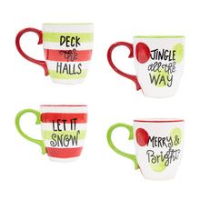 Load image into Gallery viewer, Set of 3 Phrased Holiday Ceramic Coffee Mugs