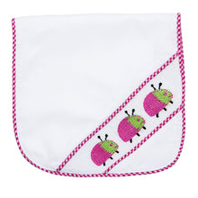 Load image into Gallery viewer, Our smocked Hot Pink Ladybug Burp Cloth
