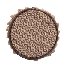 Load image into Gallery viewer, Top view of our Brown Herringbone Jewelry Round