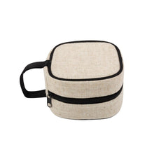 Load image into Gallery viewer, Black Monogrammed Linen Square Jewelry Case