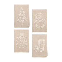 Load image into Gallery viewer, Front view of our Holiday Knot Linen Icon Towels