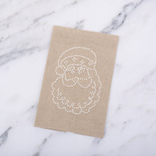 Load image into Gallery viewer, Front view of our Jolly Santa Holiday Knot Linen Icon Towel