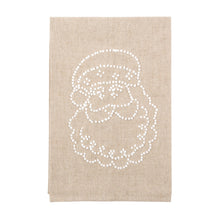 Load image into Gallery viewer, Front view of our Jolly Santa Holiday Knot Linen Icon Towel