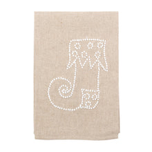 Load image into Gallery viewer, Front view of our Whimsical Stocking Holiday Knot Linen Icon Towel