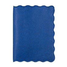 Load image into Gallery viewer, Front view of our Navy Lizard Scallop Passport Holder