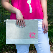 Load image into Gallery viewer, Linen Flat Zipper Pouch