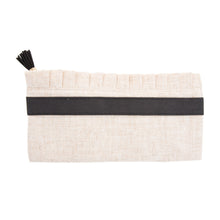 Load image into Gallery viewer, Black Monogram Linen Ruffle Pouch