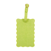 Load image into Gallery viewer, Front view of our Green Lizard Scallop Luggage Tag