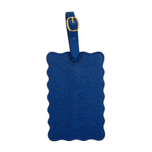 Load image into Gallery viewer, Front view of our Navy Lizard Scallop Luggage Tag