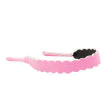 Load image into Gallery viewer, Front view of our Pink Lizard Scallop Sunglass Strap