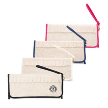 Load image into Gallery viewer, Linen Ruffle Clutch with Wristlet