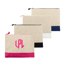Load image into Gallery viewer, Our Monogrammed Linen Zipper Pouches