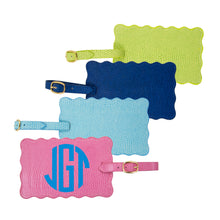 Load image into Gallery viewer, Front view of all 4 of our Lizard Scallop Luggage Tags