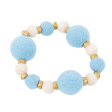 Load image into Gallery viewer, Front view of our Light Blue Felt Bead Bracelet