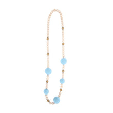 Load image into Gallery viewer, Front view of our Light Blue Felt Bead Necklace
