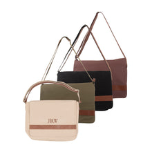 Load image into Gallery viewer, Monogrammed view of our Canvas Messenger Bags
