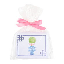 Load image into Gallery viewer, Front view of our Southern Blooms Pink Topiary Note Card Set