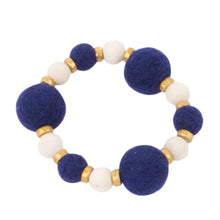 Load image into Gallery viewer, Front view of our Navy Felt Bead Bracelet