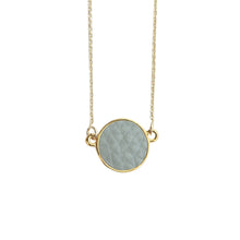 Load image into Gallery viewer, Top view of our Gray Pebble Grain Circle Necklace