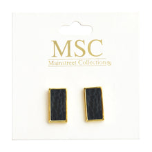 Load image into Gallery viewer, Top view of our Black Pebble Grain Rectangle Earrings