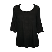 Load image into Gallery viewer, Front image of our Black Pom Pom Shirt