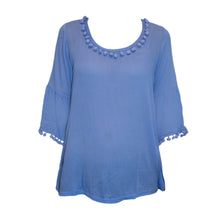 Load image into Gallery viewer, Front image of our Periwinkle Pom Pom Shirt
