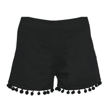 Load image into Gallery viewer, Front image of our Black Pom Pom Short