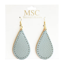 Load image into Gallery viewer, Front view of our Gray Pebble Grain Teardrop Earrings