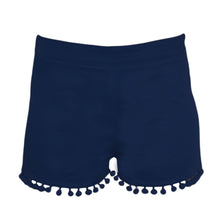 Load image into Gallery viewer, Front image of our Navy Pom Pom Short