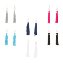 Load image into Gallery viewer, Front view of our Pearl Tassel Earrings