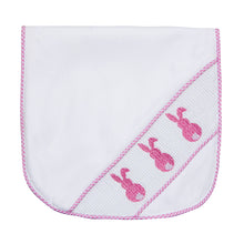 Load image into Gallery viewer, Our smocked Pink Bunny Burp Cloth