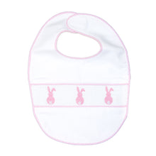 Load image into Gallery viewer, Our Pink Bunny Smocked Baby Bib