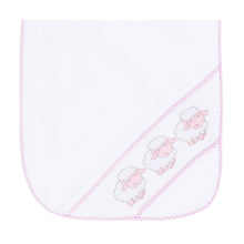 Load image into Gallery viewer, Our smocked Pink Lamb Burp Cloth