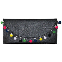 Load image into Gallery viewer, Black Pom Pom Clutch