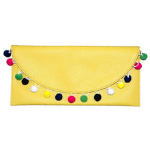 Load image into Gallery viewer, Yellow Pom Pom Clutch