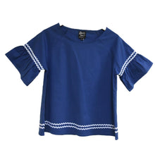 Load image into Gallery viewer, Front view of our Navy Ric Rac Shirt