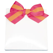 Load image into Gallery viewer, Front view of the orange and pink canvas ribbon notepad
