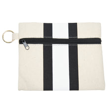 Load image into Gallery viewer, Front view of the black and white pouch