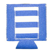 Load image into Gallery viewer, Front view of our Navy Striped Pocket Koozie
