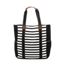 Load image into Gallery viewer, Black Stripe Beach Tote