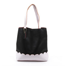 Load image into Gallery viewer, Black Scallop Handbag with White Details