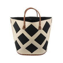 Load image into Gallery viewer, Natural tote with black diamonds