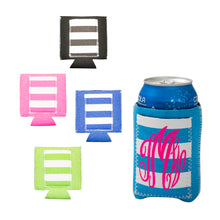 Load image into Gallery viewer, Front view of our Striped Pocket Can Cooler