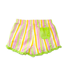 Load image into Gallery viewer, Back view of our Lime Stripe Lounge Shorts