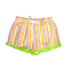 Load image into Gallery viewer, Front view of our Lime Stripe Lounge Shorts