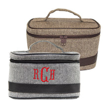 Load image into Gallery viewer, Monogrammed view of our Herringbone Train Cases
