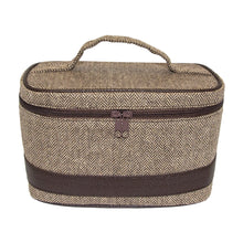 Load image into Gallery viewer, Herringbone Train Case Cosmetic Bag