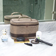 Load image into Gallery viewer, Herringbone Train Case Cosmetic Bag